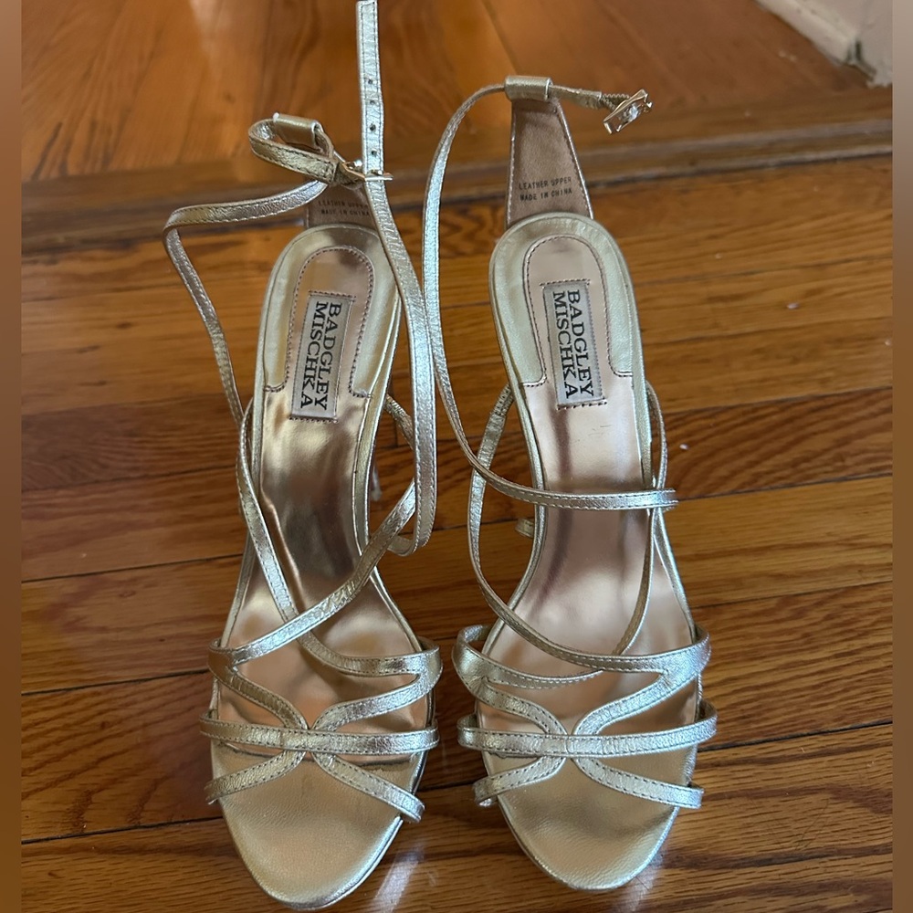 Badgley Mischka Gold Strappy Heels